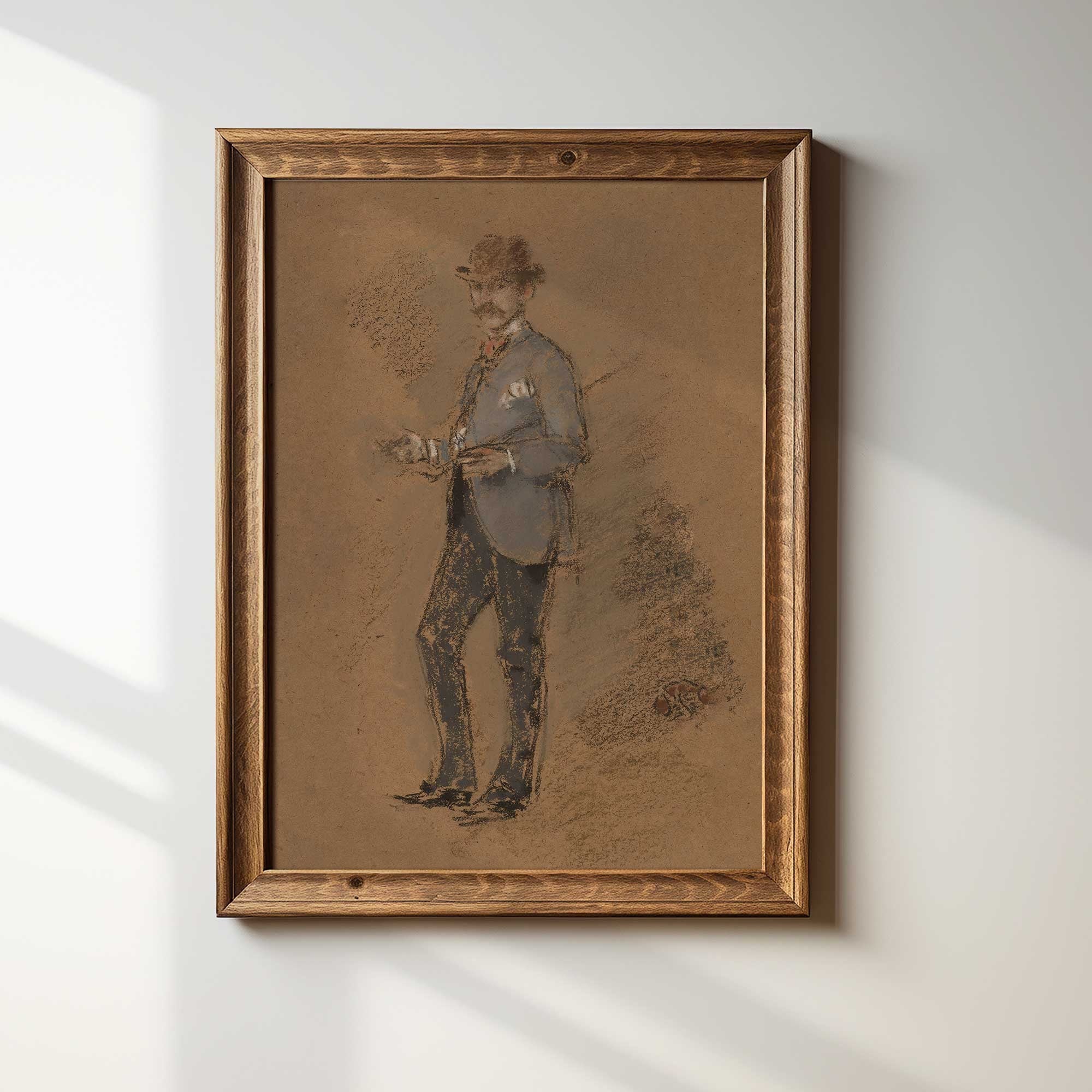 Vintage gentleman drawing in soft pastels, classic figure art 