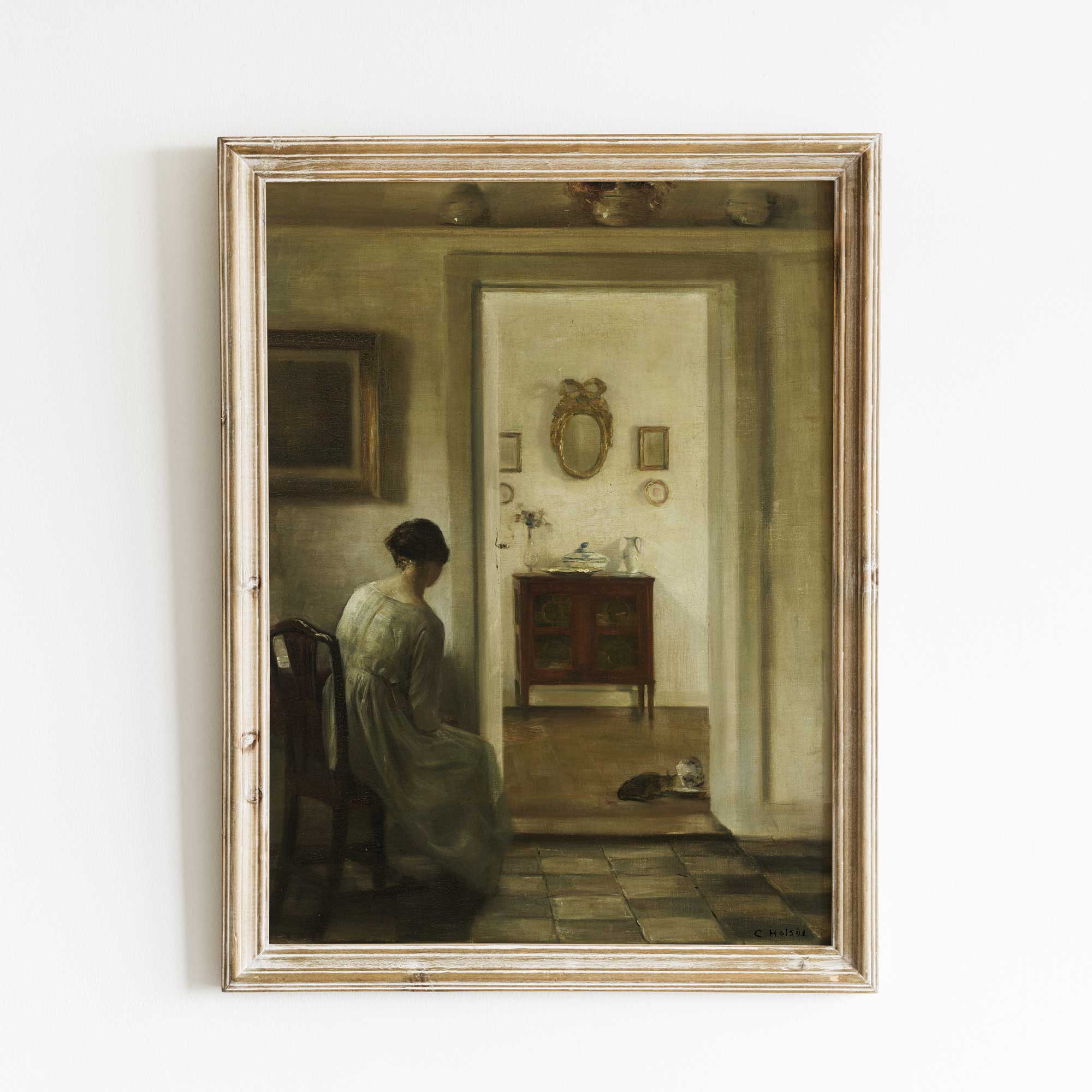 A Woman and Two Cats in an Intimate Interior Scene