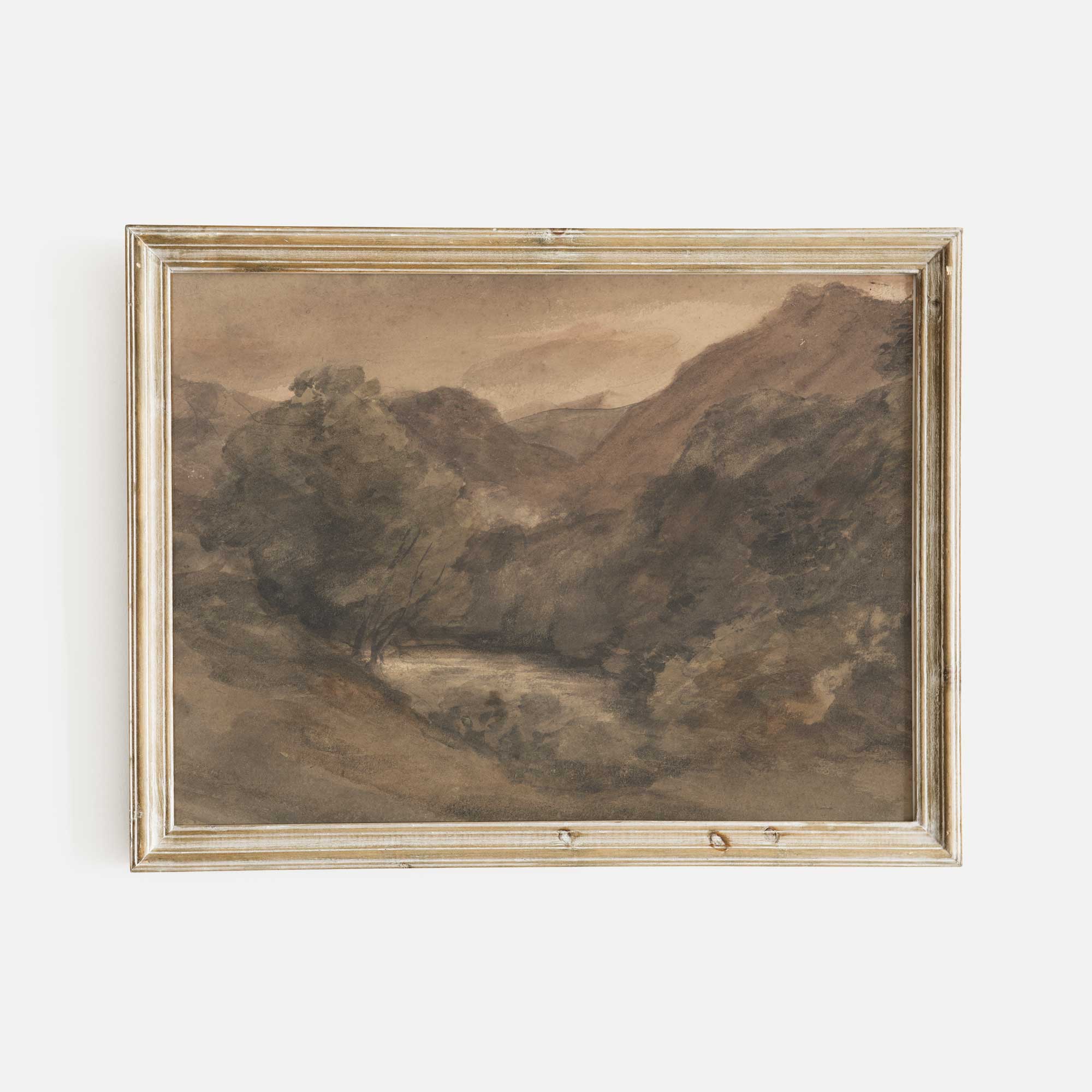 Antique Mountain Landscape Print