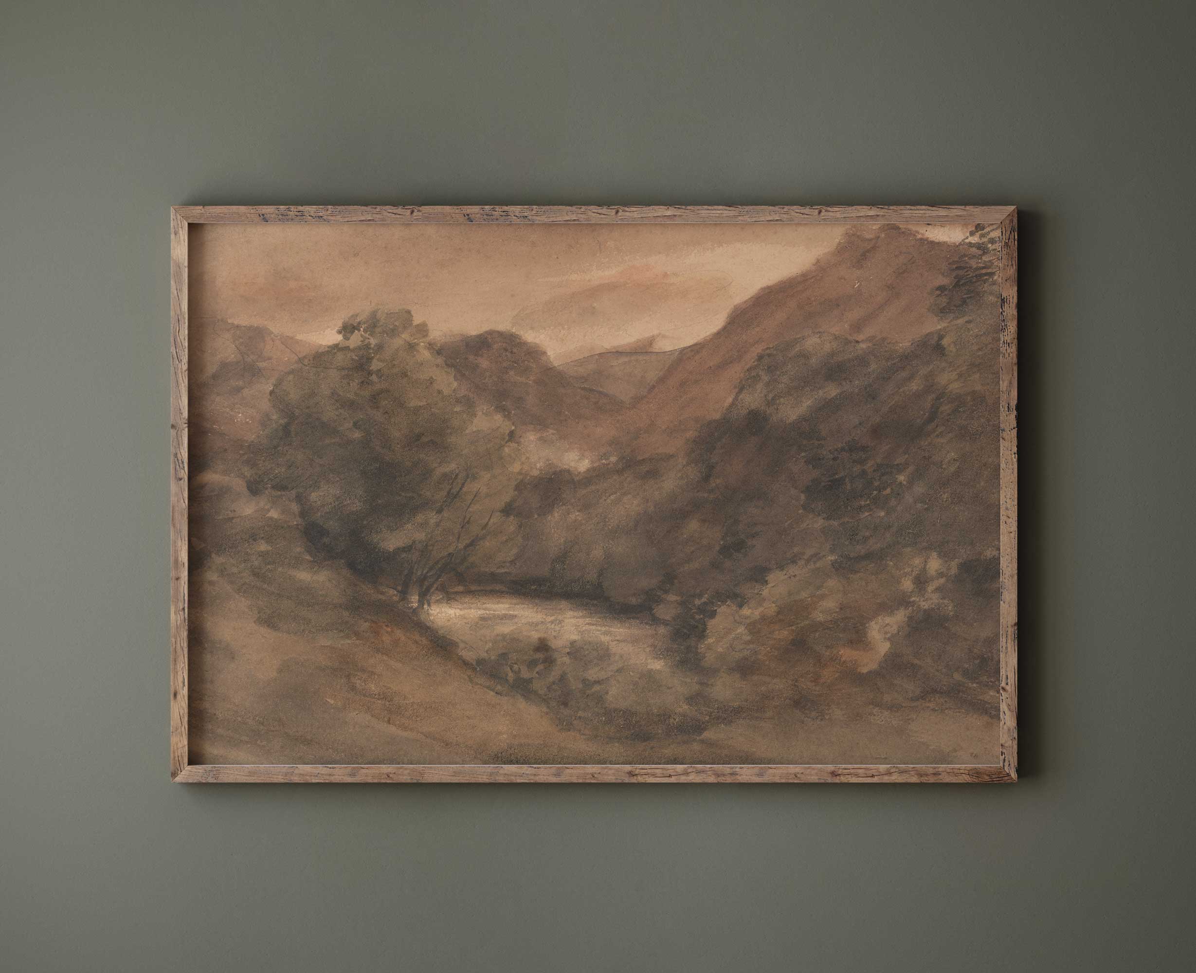 Antique Mountain Landscape Print