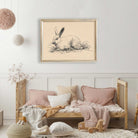 Antique rabbit pen and ink drawing, vintage hare sketch for nursery or nature wall art