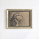 Framed artwork of a dog  Profile Sketch on a white wall