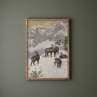 Alpine Gathering Winter Landscape Print - Hartsholme Prints