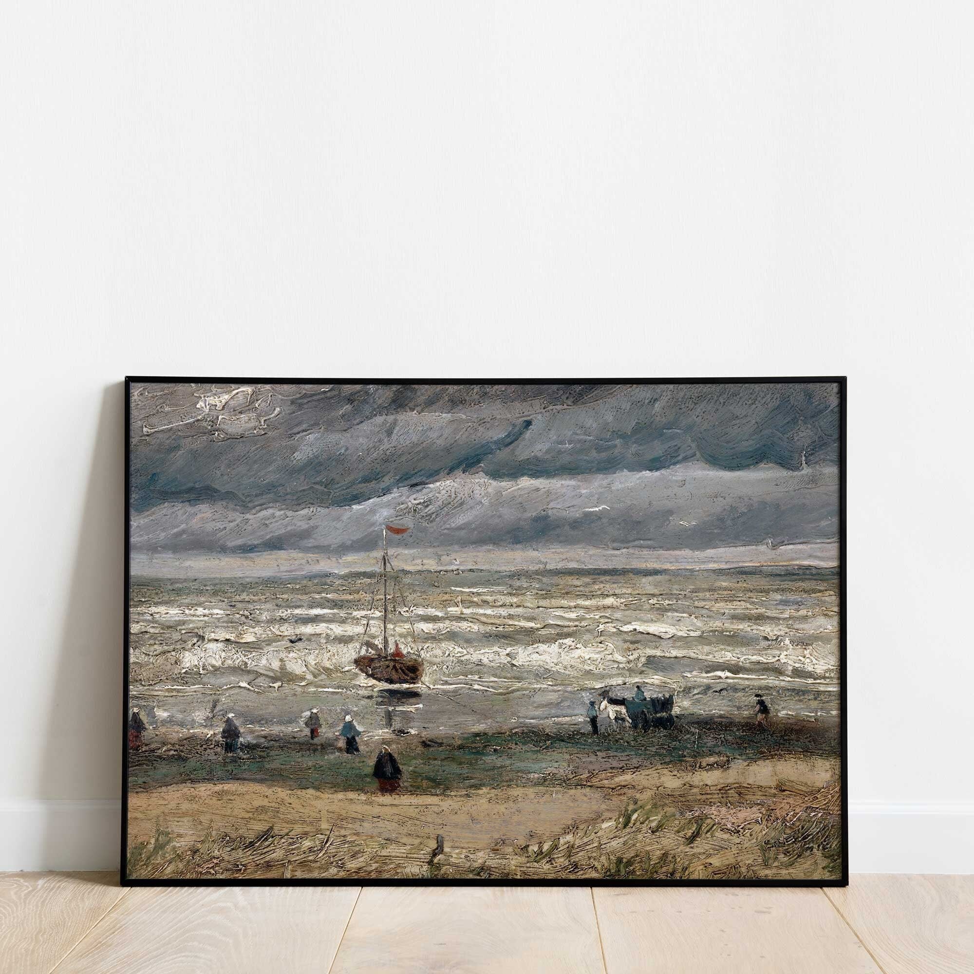 Beach at Scheveningen in Stormy Weather Print - Hartsholme Prints