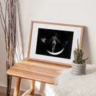 Dark Gothic Art Nude Portrait Print, Black and White Nude Print, Wall Art Dark Gothic, Crescent Moon, White Doves, Witchy, Witch Spell - Hartsholme Prints