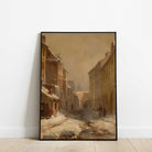 European Street Scene in Winter Landscape Print - Hartsholme Prints