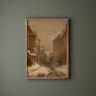 European Street Scene in Winter Landscape Print - Hartsholme Prints