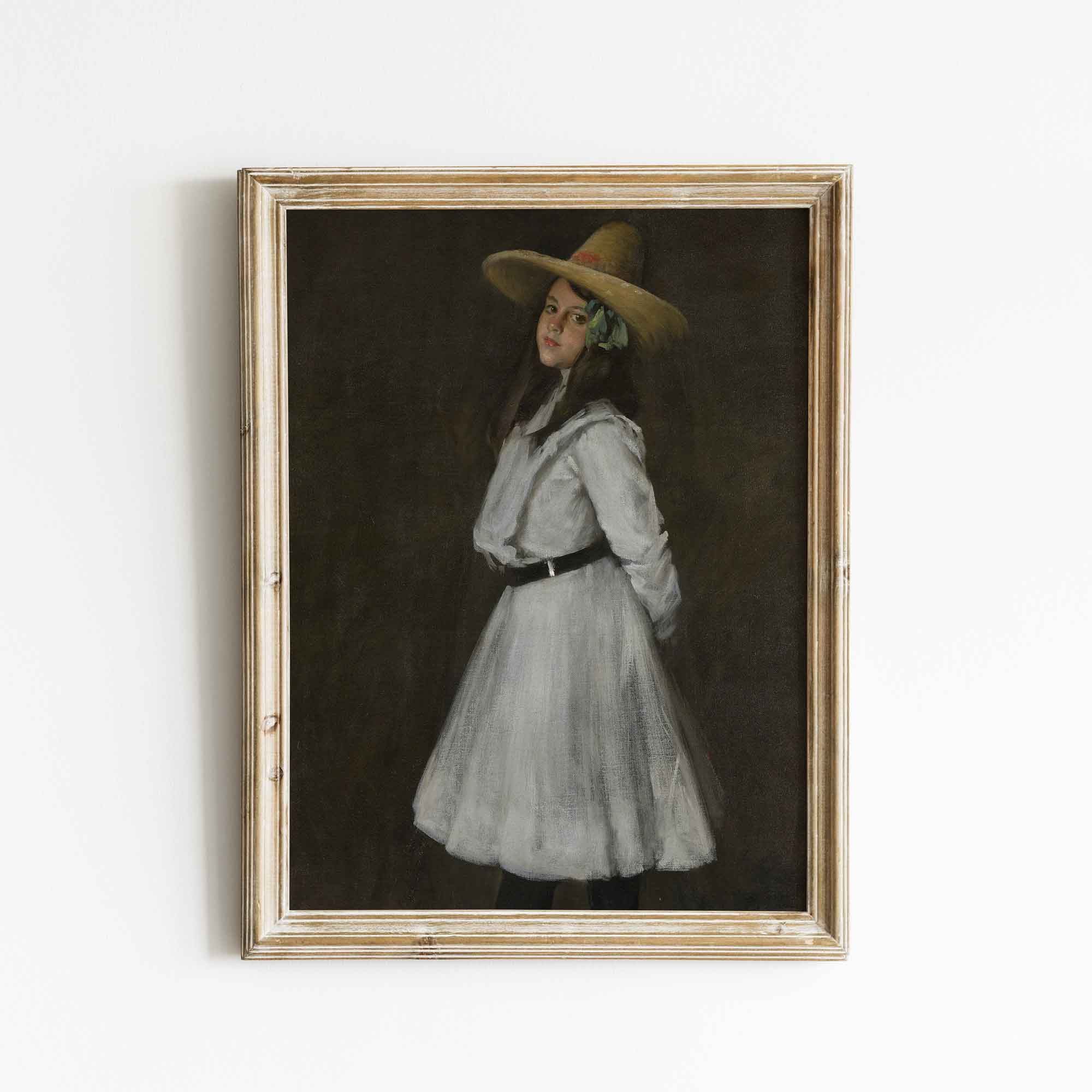 Girl in White Dress Vintage Portrait, Fine Art Print - Hartsholme Prints