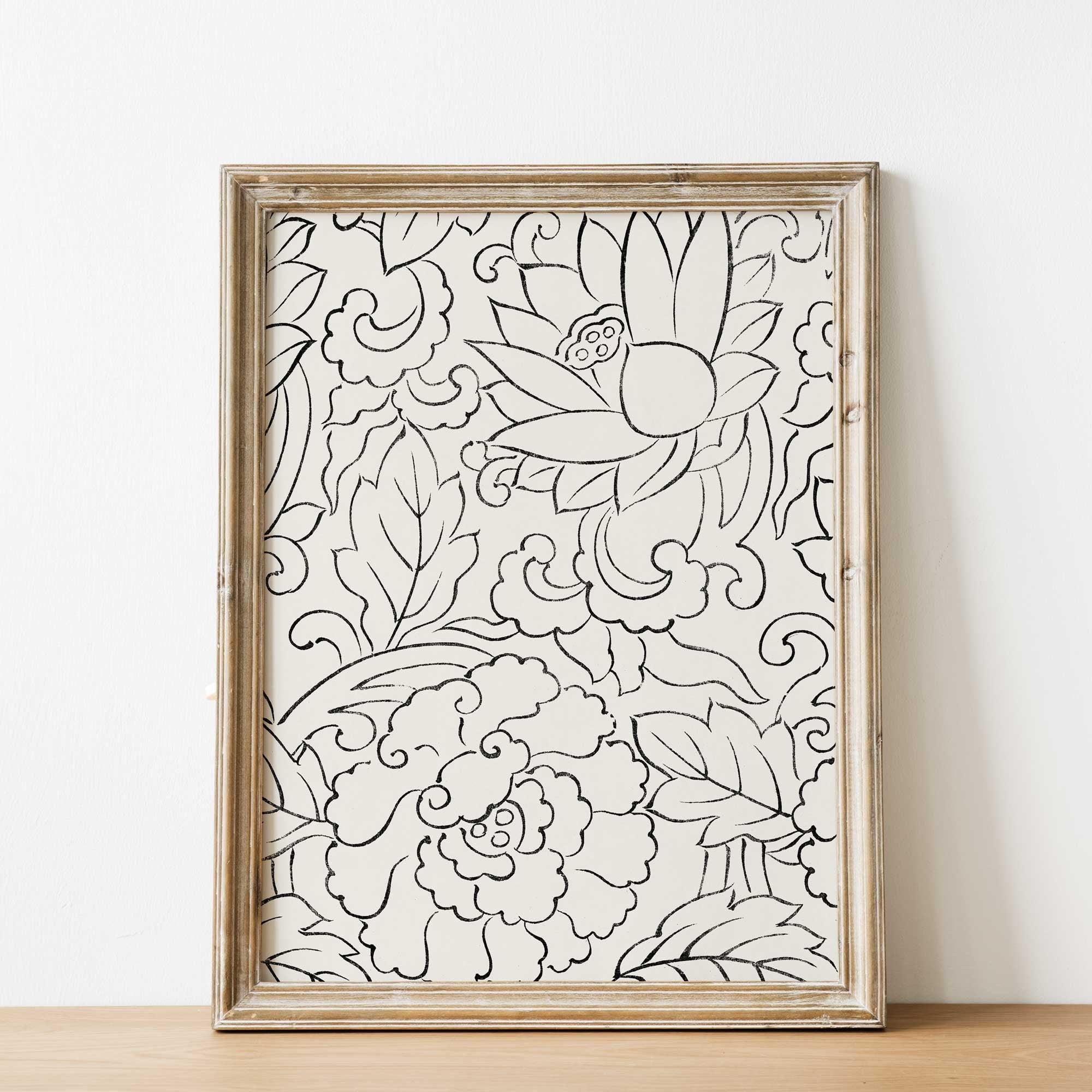 Japanese Flower Sketch - Hartsholme Prints