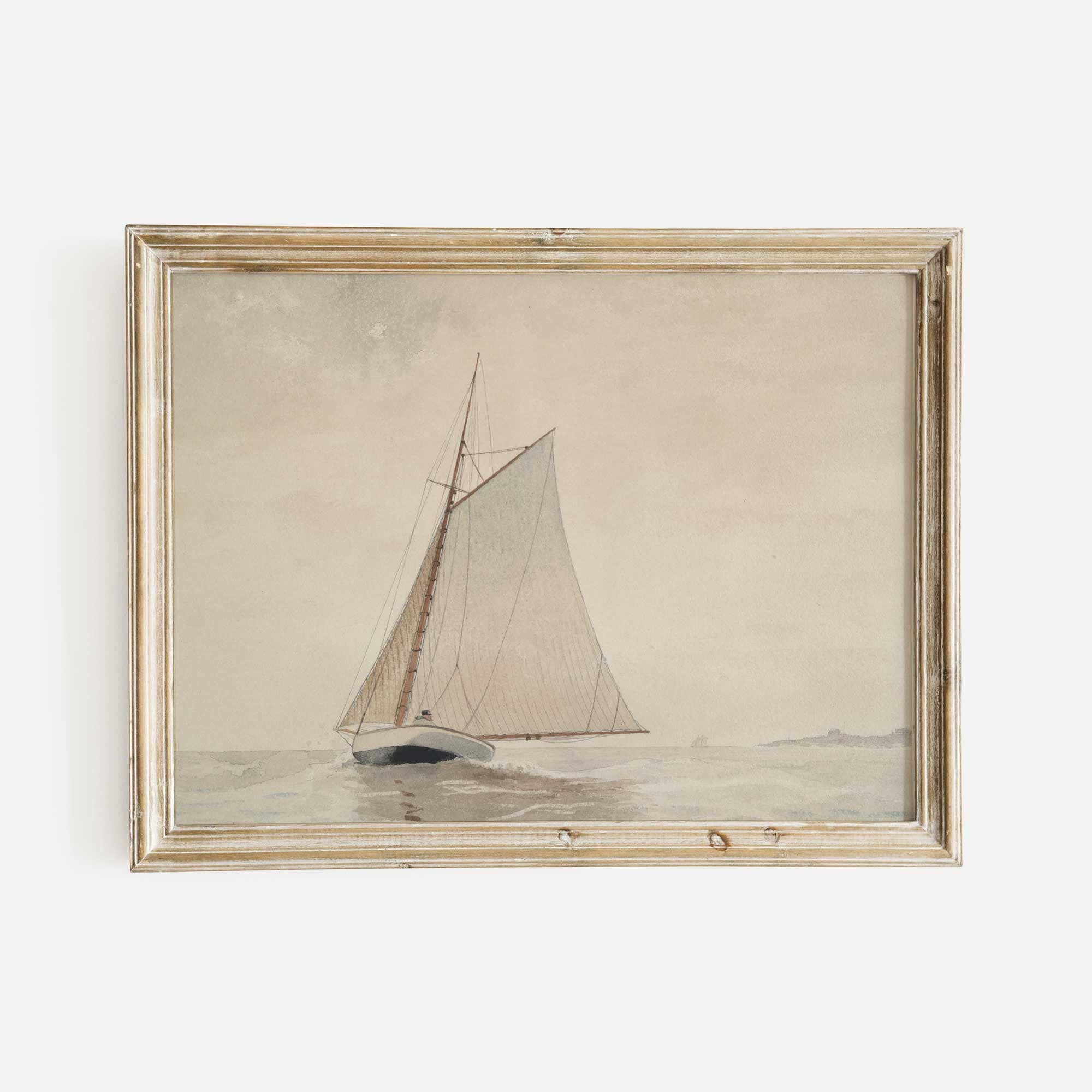 Neutral Sailboat Watercolour Art - Hartsholme Prints