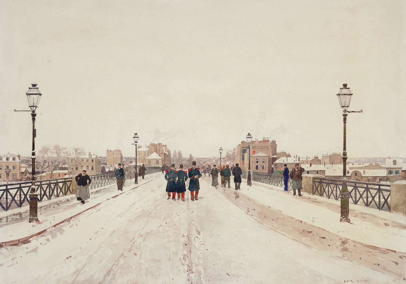 Parisian Winter Bridge Print - Hartsholme Prints