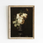 Roses in Vase Art, Dark and Moody Floral Print - Hartsholme Prints