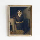 Seated woman in a Farm Kitchen, Country Female Portrait Print - Hartsholme Prints