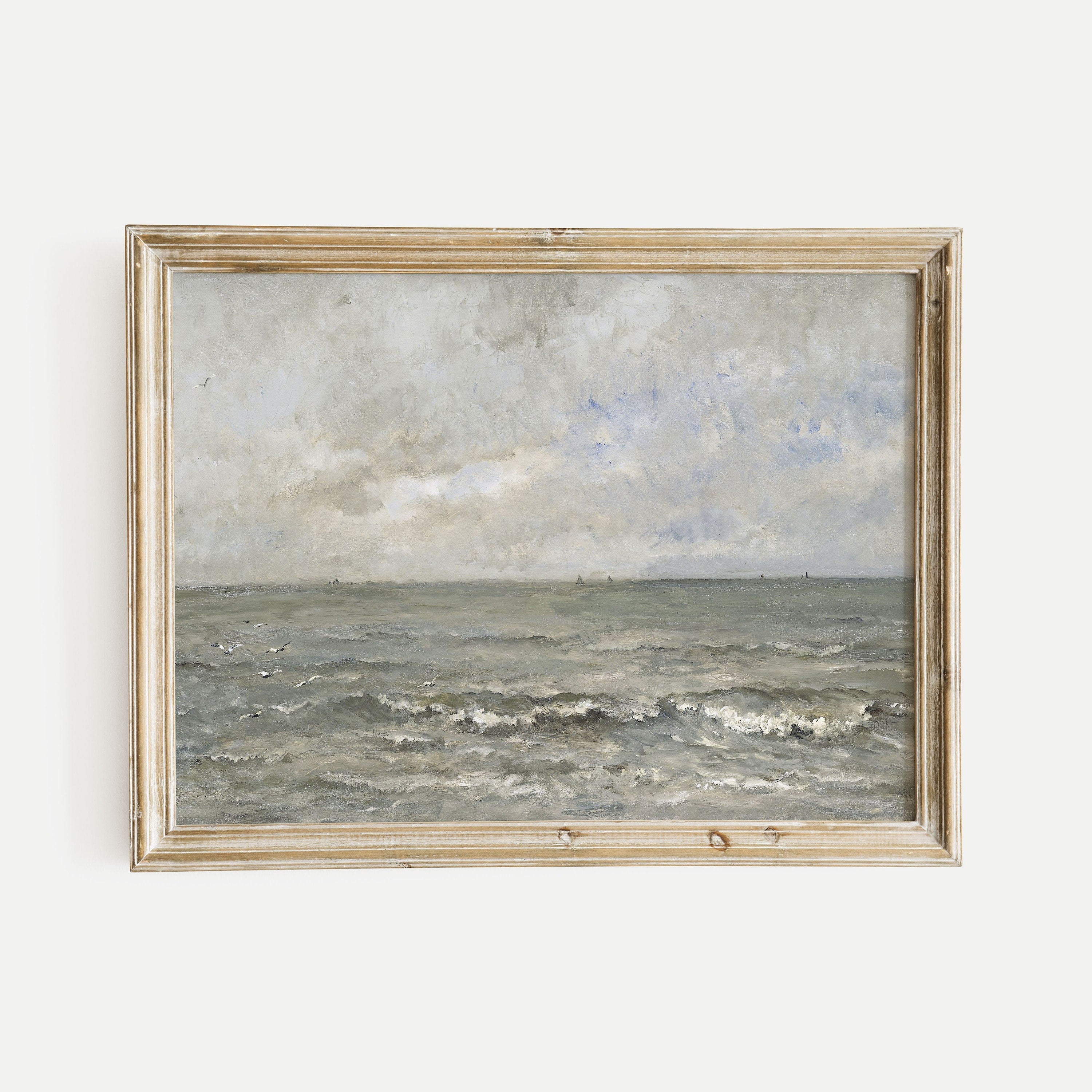 Serene Coastal Seascape Print, Tranquil Waters and Fluffy Clouds - Hartsholme Prints
