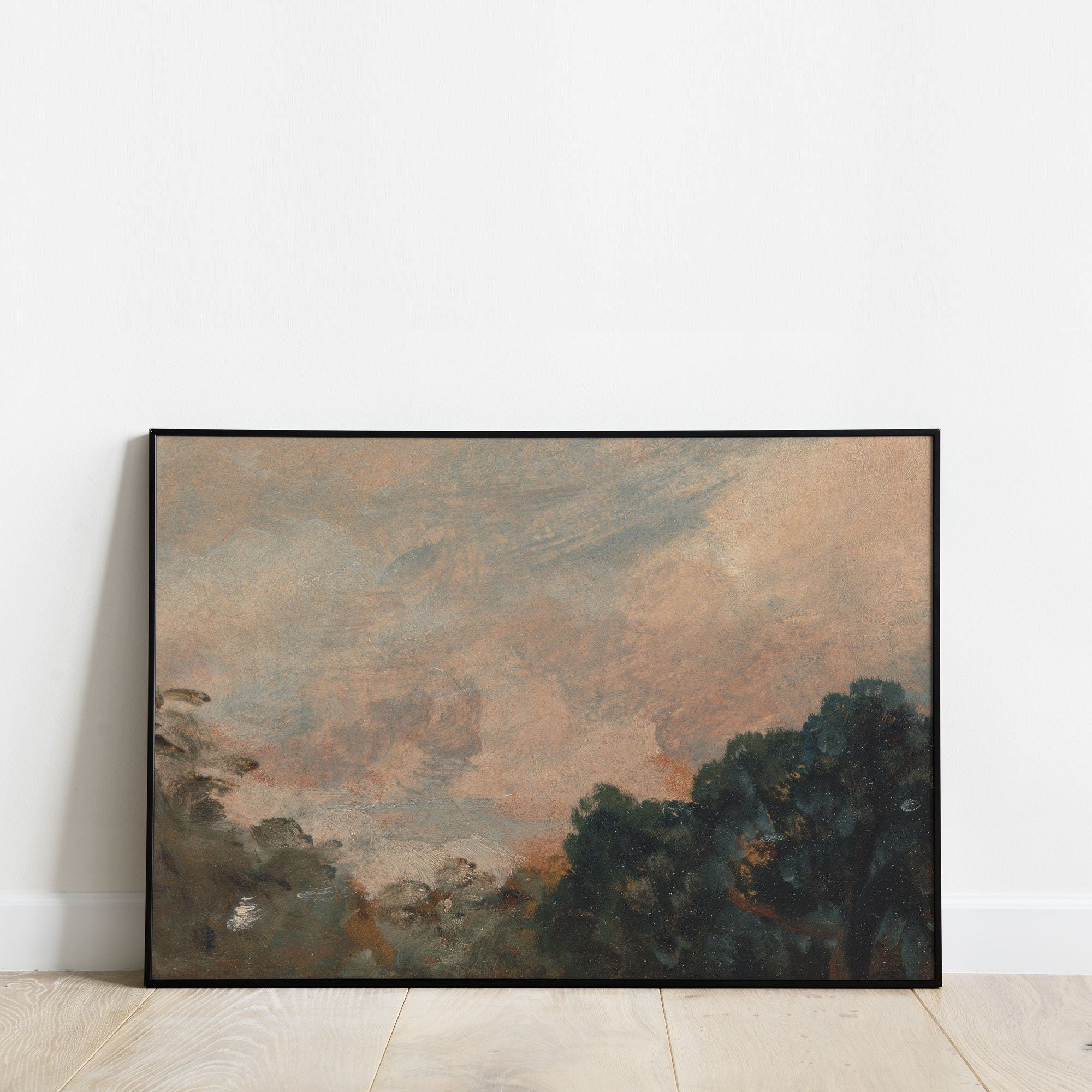 Vintage Cloud Study with Trees, Earthy Tone Landscape - Hartsholme Prints