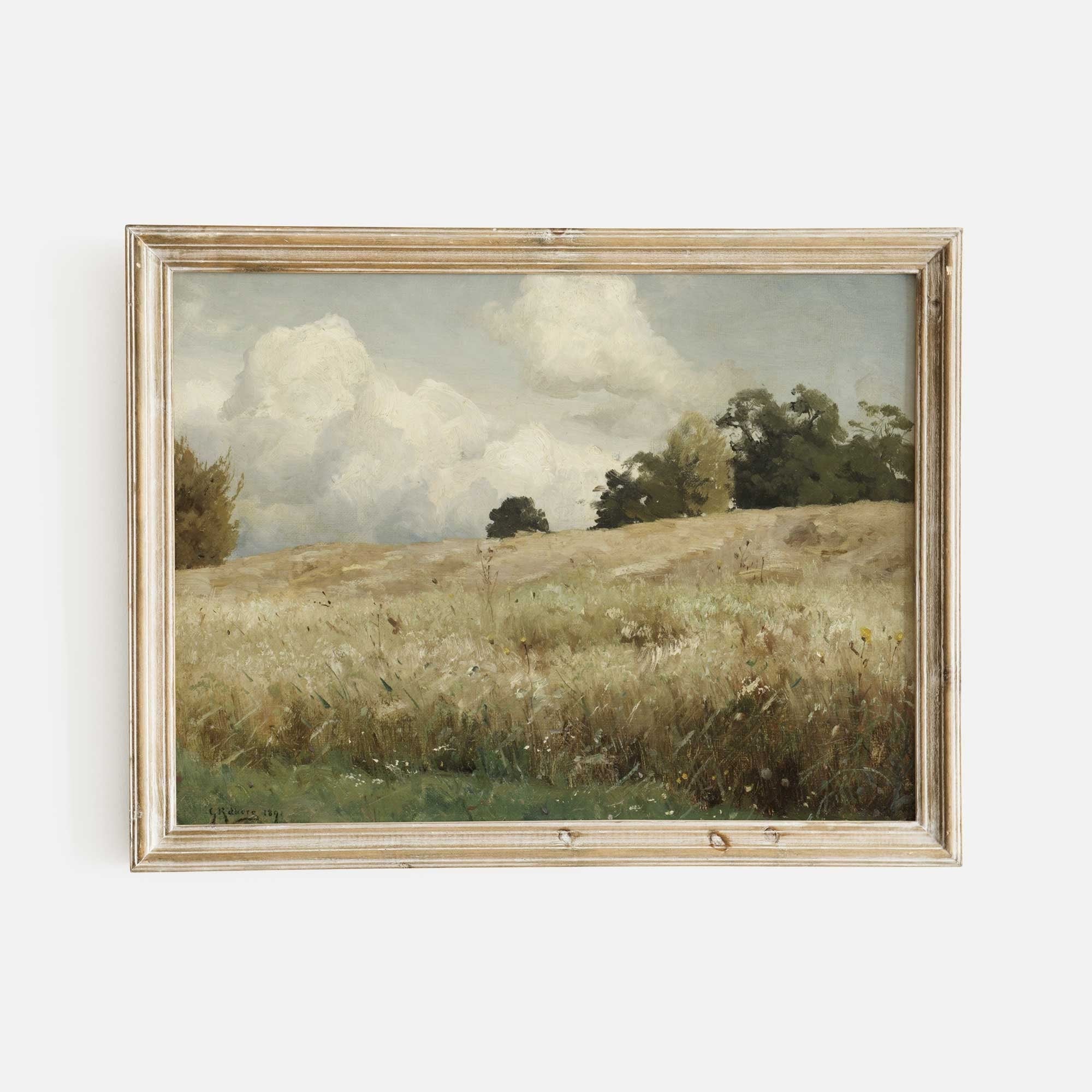 Vintage Cornfield Landscape Art Print - Hartsholme Prints