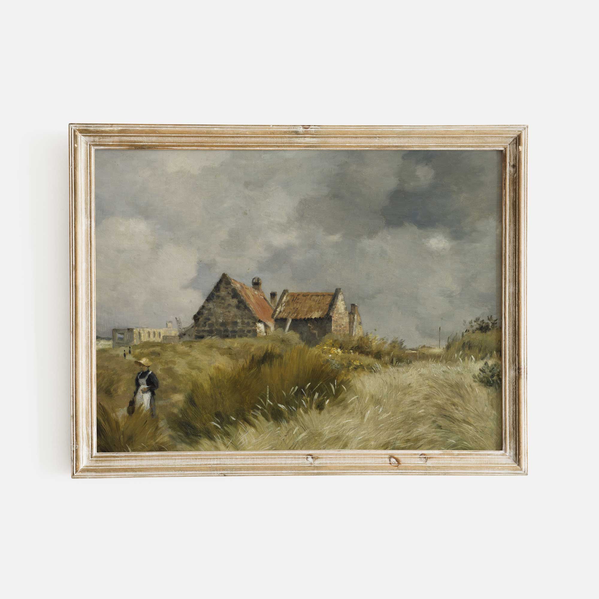 Vintage Cottage Landscape Painting Print - Hartsholme Prints