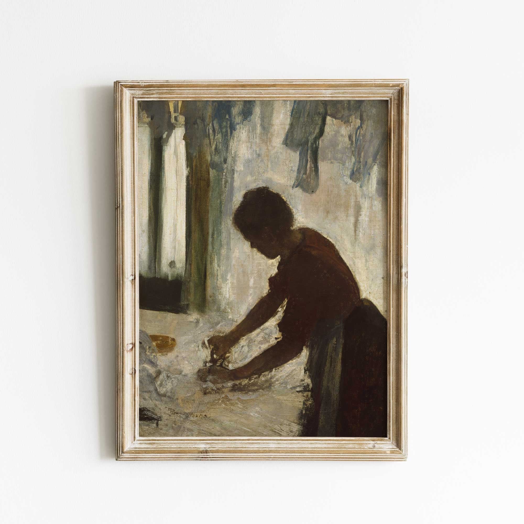 Vintage French Portrait of a Women Ironing, Laundresses Fine Art Print - Hartsholme Prints