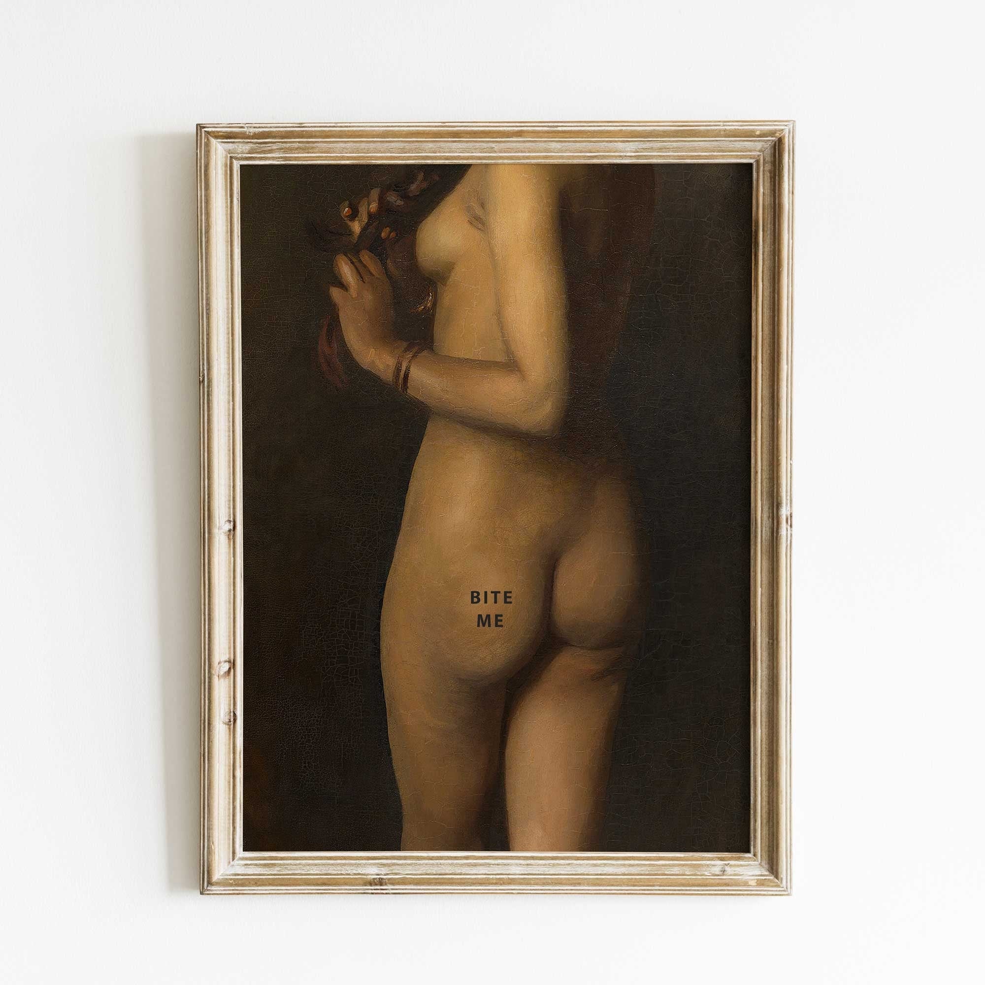 Vintage Nude Portrait Print, Feminist Art, Altered Antique Nude Portrait of a Lady, Nude Oil Painting, Faceless Portrait - Hartsholme Prints