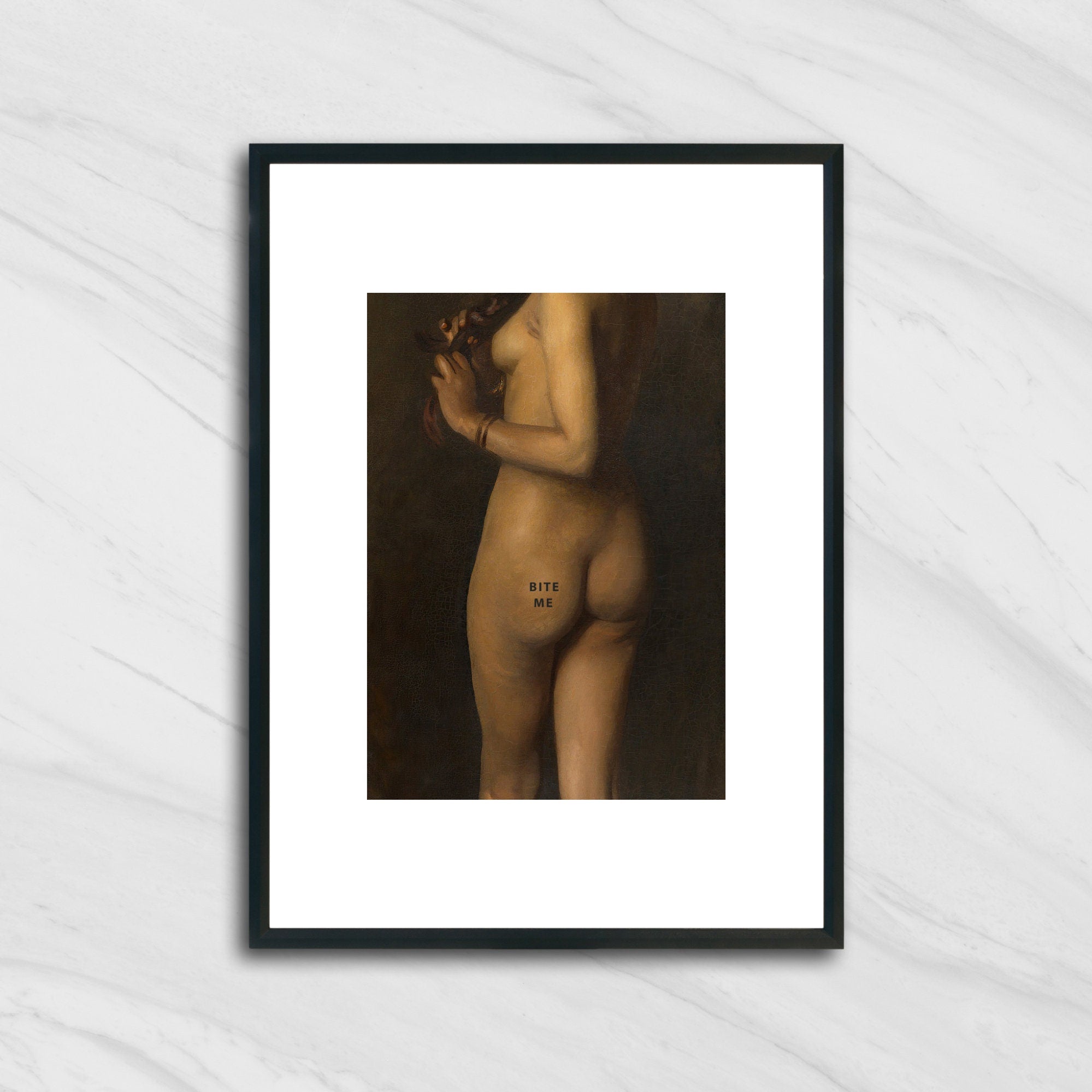 Vintage Nude Portrait Print, Feminist Art, Altered Antique Nude Portrait of a Lady, Nude Oil Painting, Faceless Portrait - Hartsholme Prints
