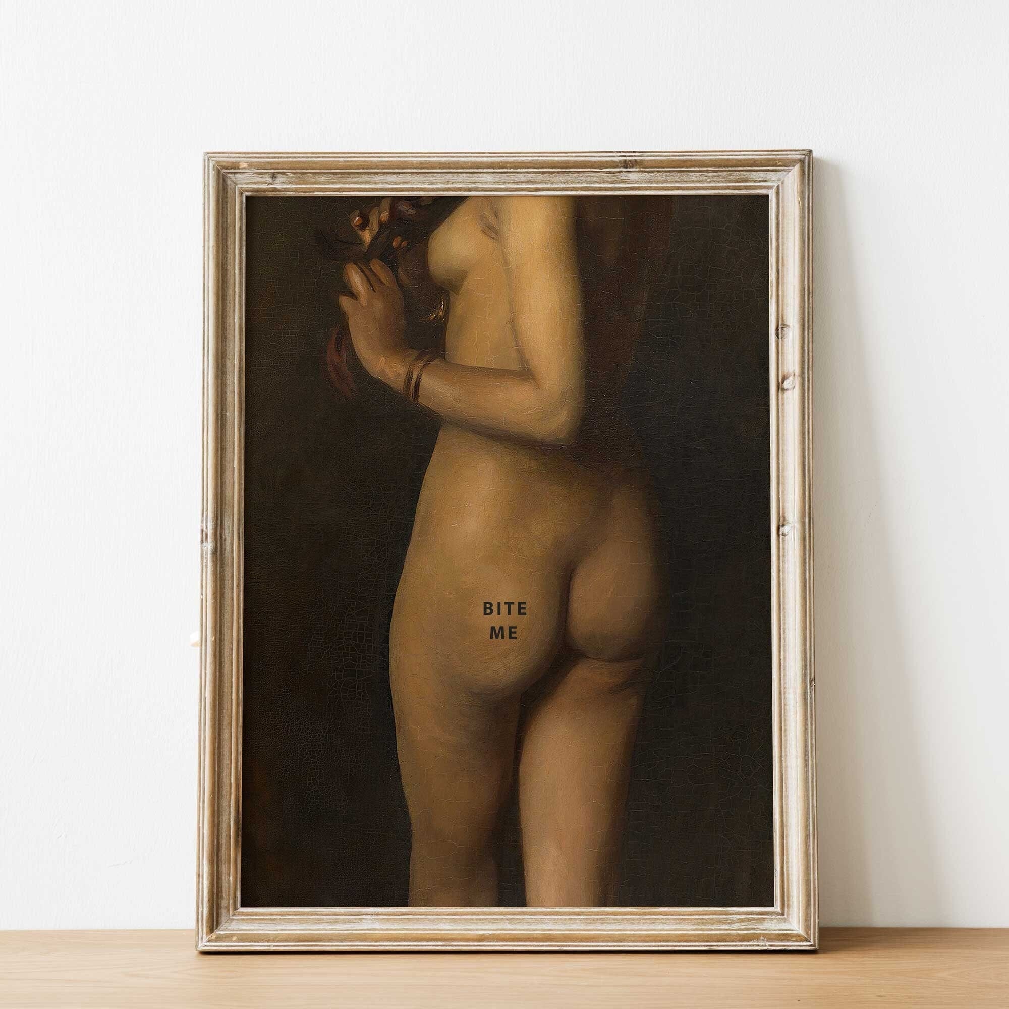 Vintage Nude Portrait Print, Feminist Art, Altered Antique Nude Portrait of a Lady, Nude Oil Painting, Faceless Portrait - Hartsholme Prints