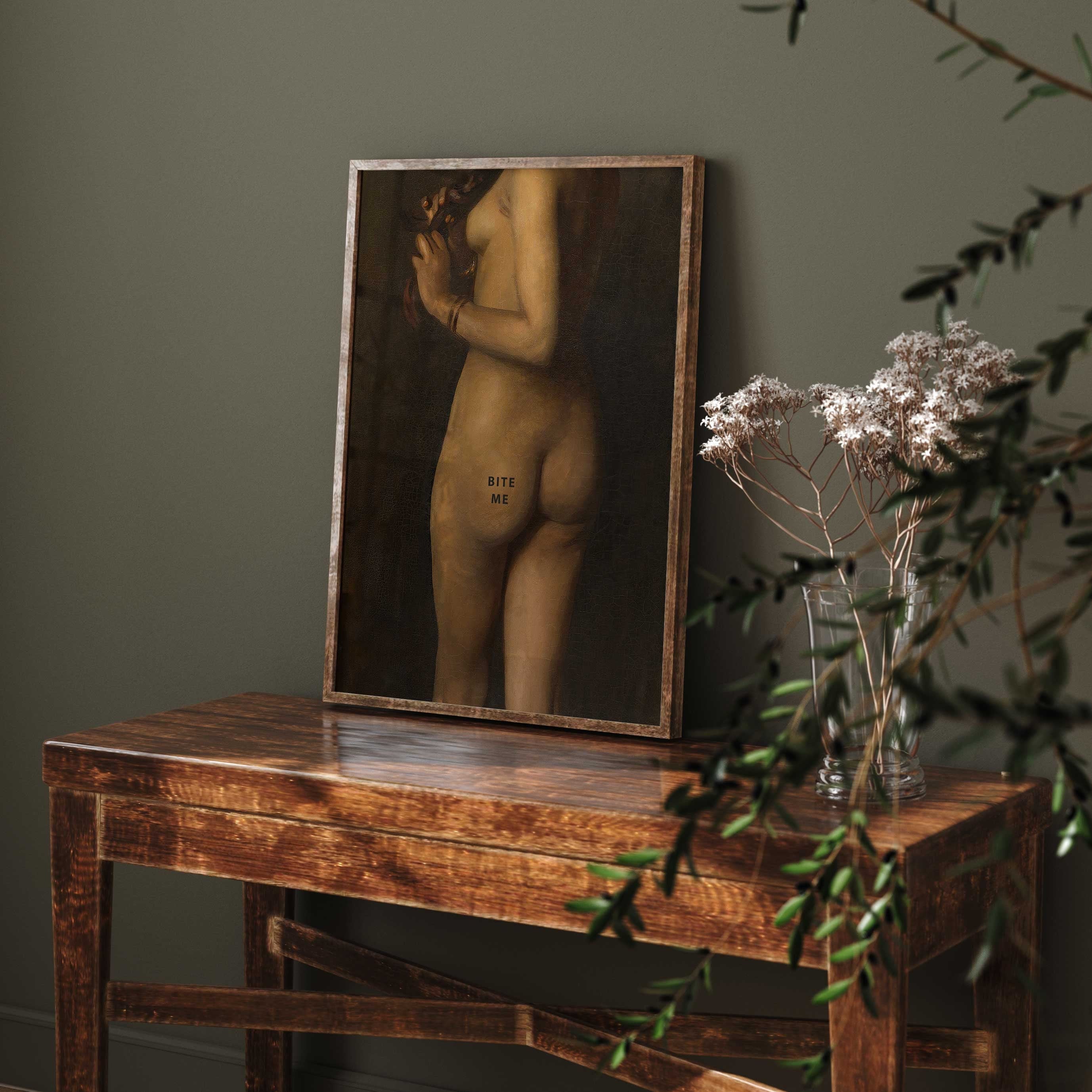 Vintage Nude Portrait Print, Feminist Art, Altered Antique Nude Portrait of a Lady, Nude Oil Painting, Faceless Portrait - Hartsholme Prints