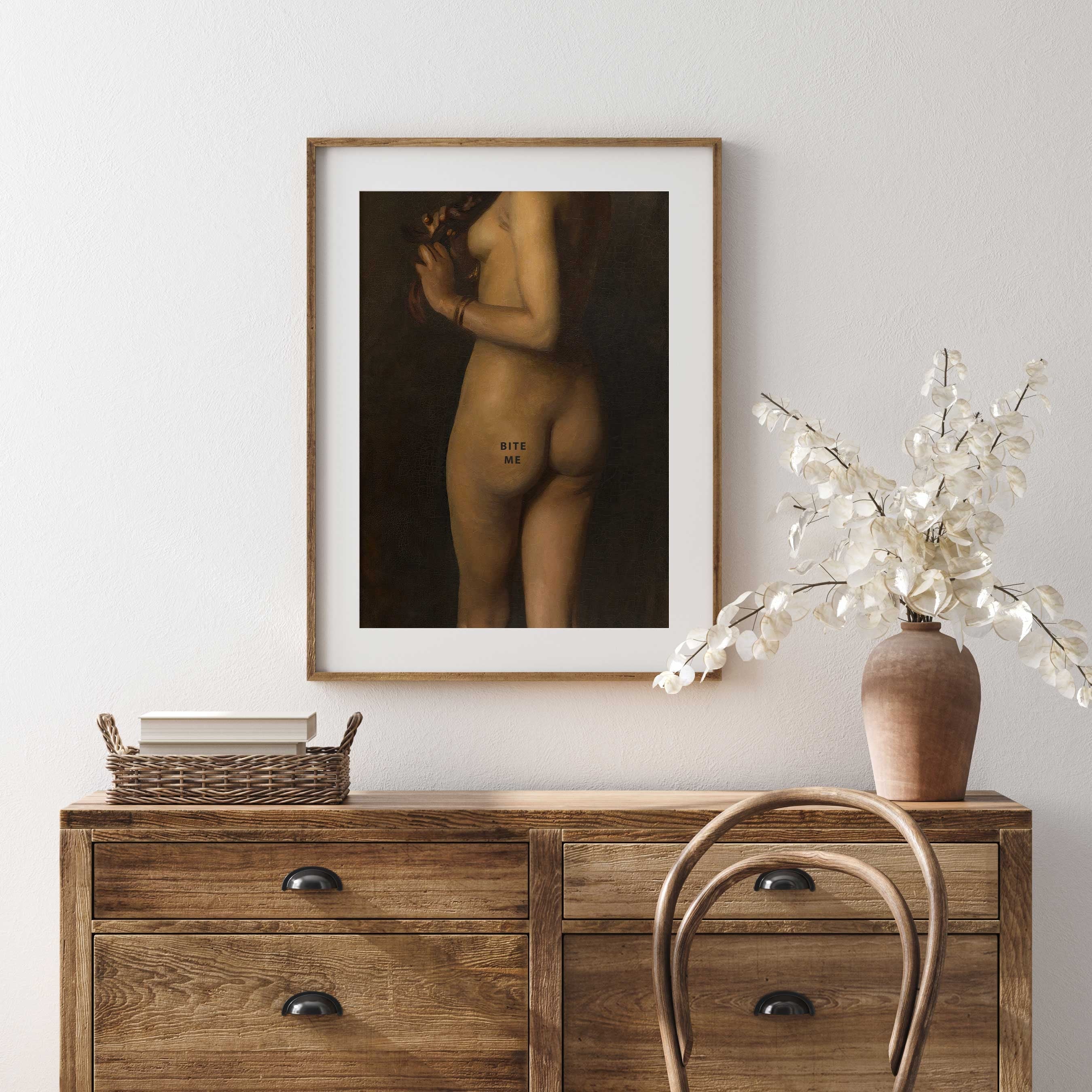 Vintage Nude Portrait Print, Feminist Art, Altered Antique Nude Portrait of a Lady, Nude Oil Painting, Faceless Portrait - Hartsholme Prints