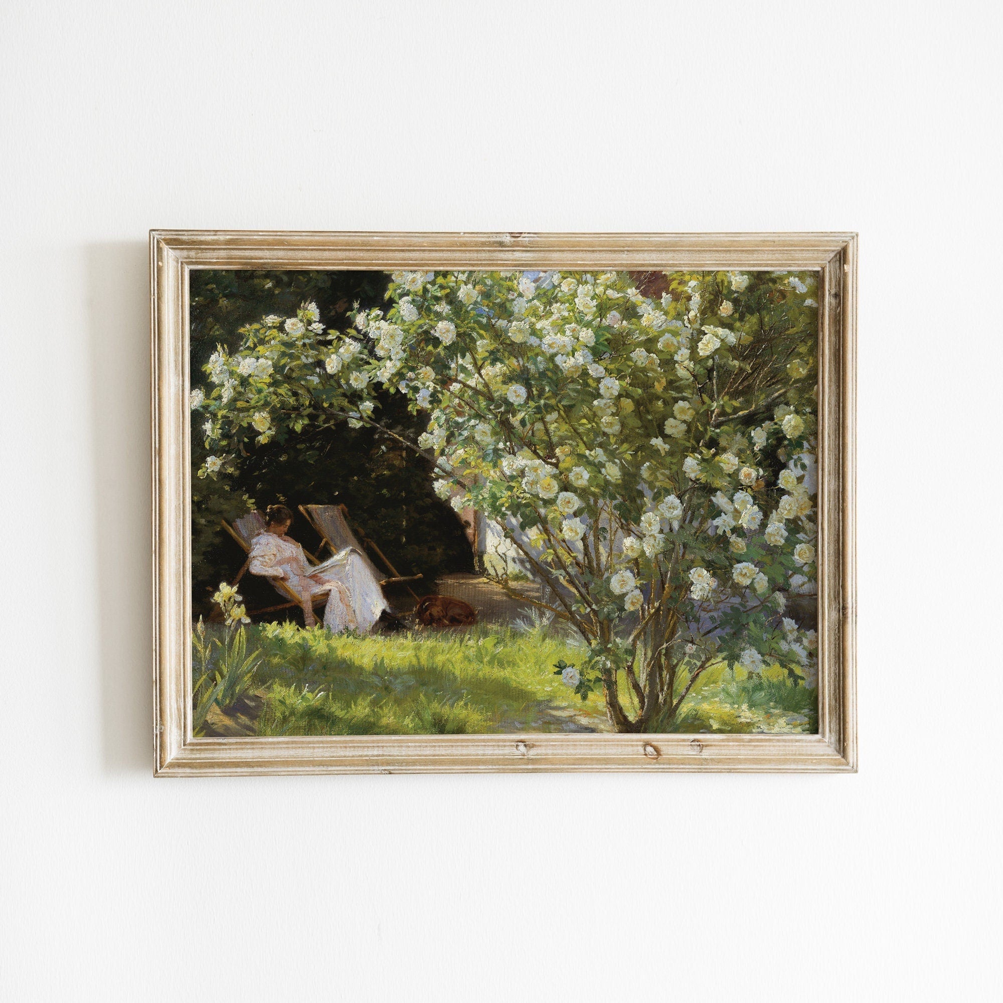 Vintage Portrait Painting with Roses, Fine Art Print - Hartsholme Prints