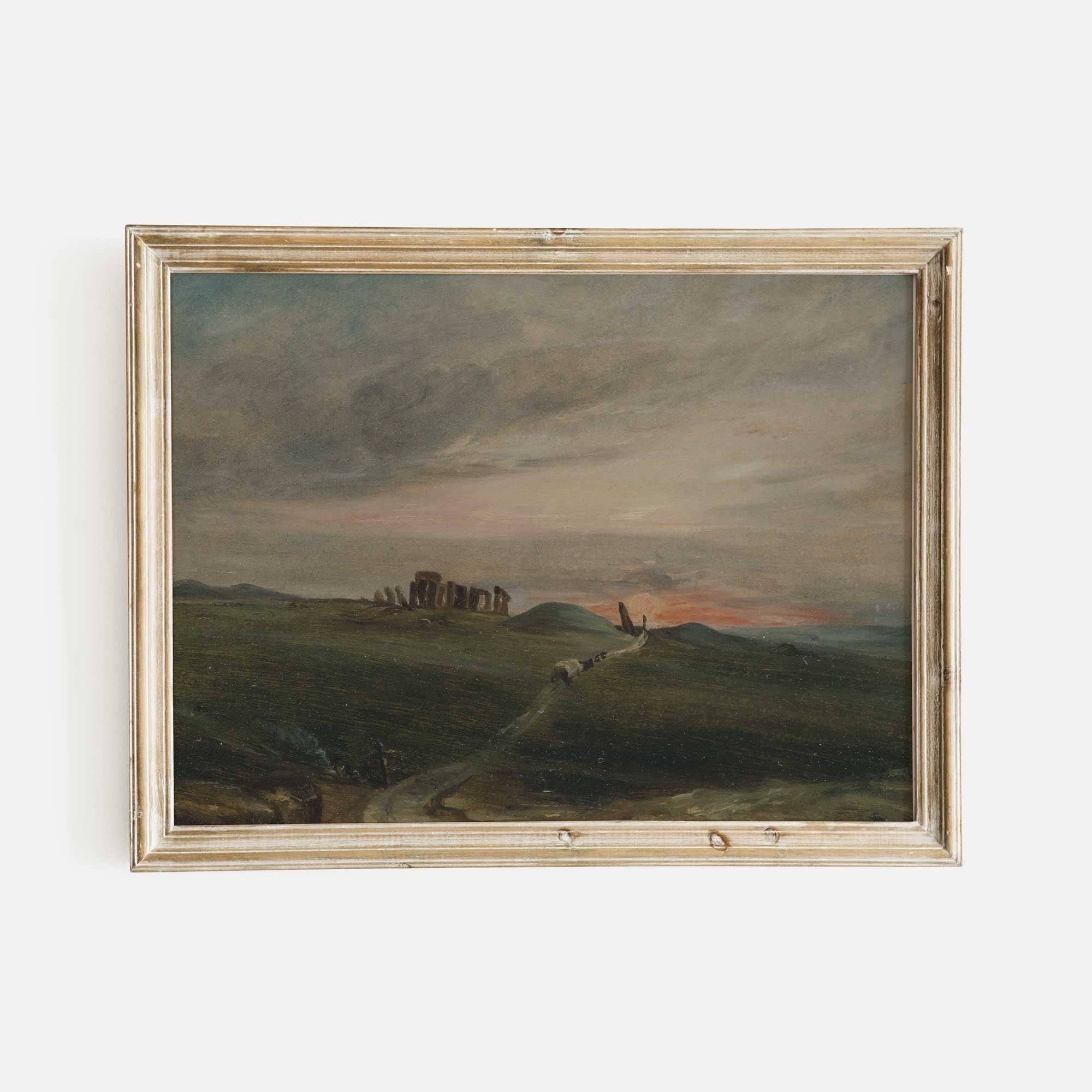 Vintage Sunset Landscape Painting of Stonehenge - Hartsholme Prints