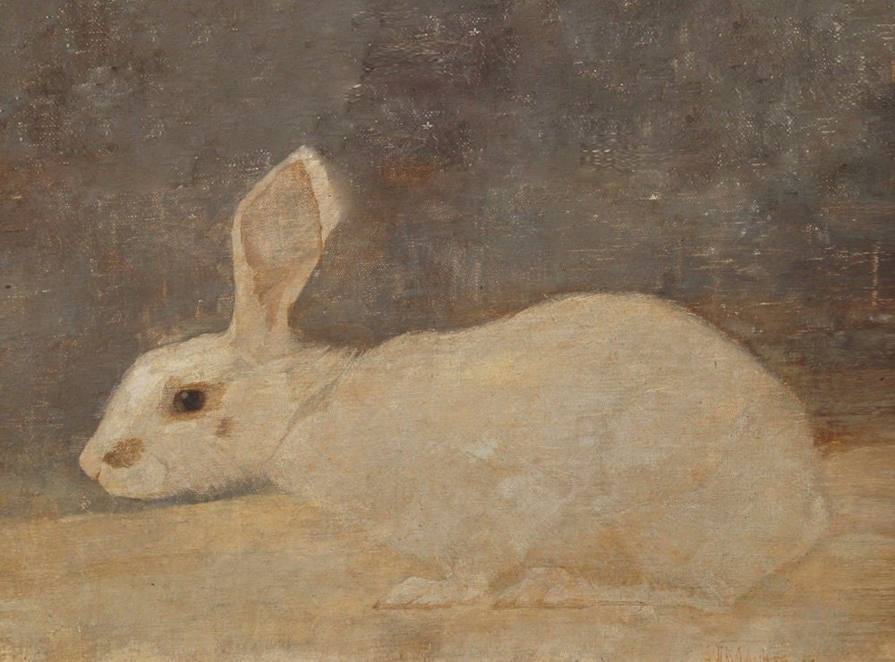 White Rabbit Print, Woodland Nursery Wall Decor - Hartsholme Prints
