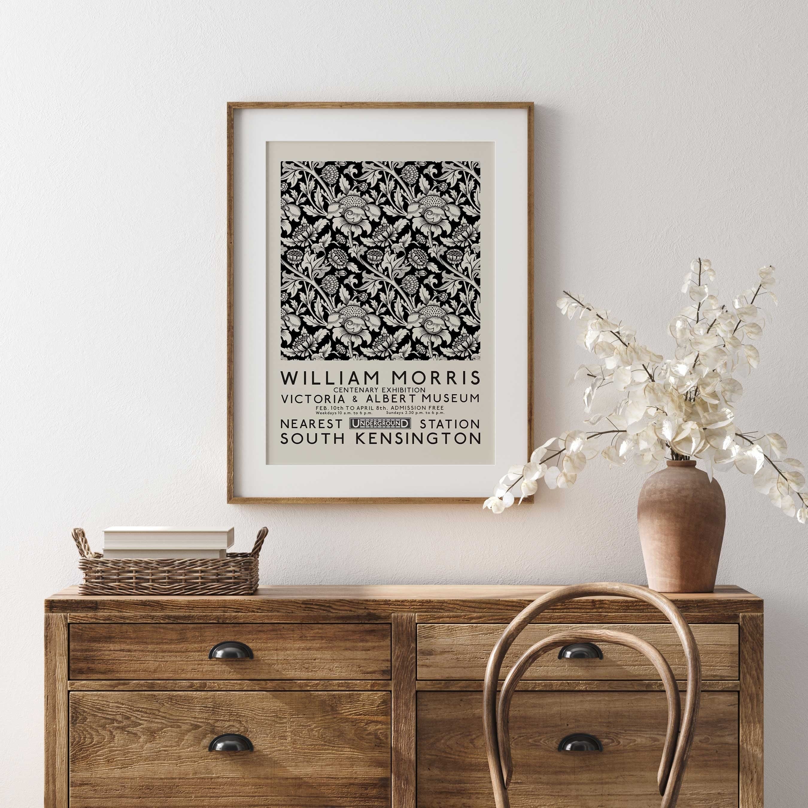 William Morris Monochrome Exhibition Poster - Hartsholme Prints